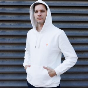 Premium Kapişonlu Sweatshirt Beyaz %100 Pamuk