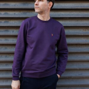 Premium Sıfır Yaka Sweatshirt Mor %100 Pamuk